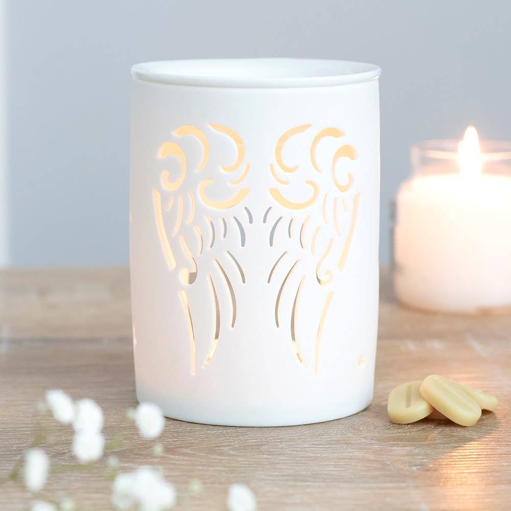 White Angel Wings Cut Out Oil Burner and Wax Warmer